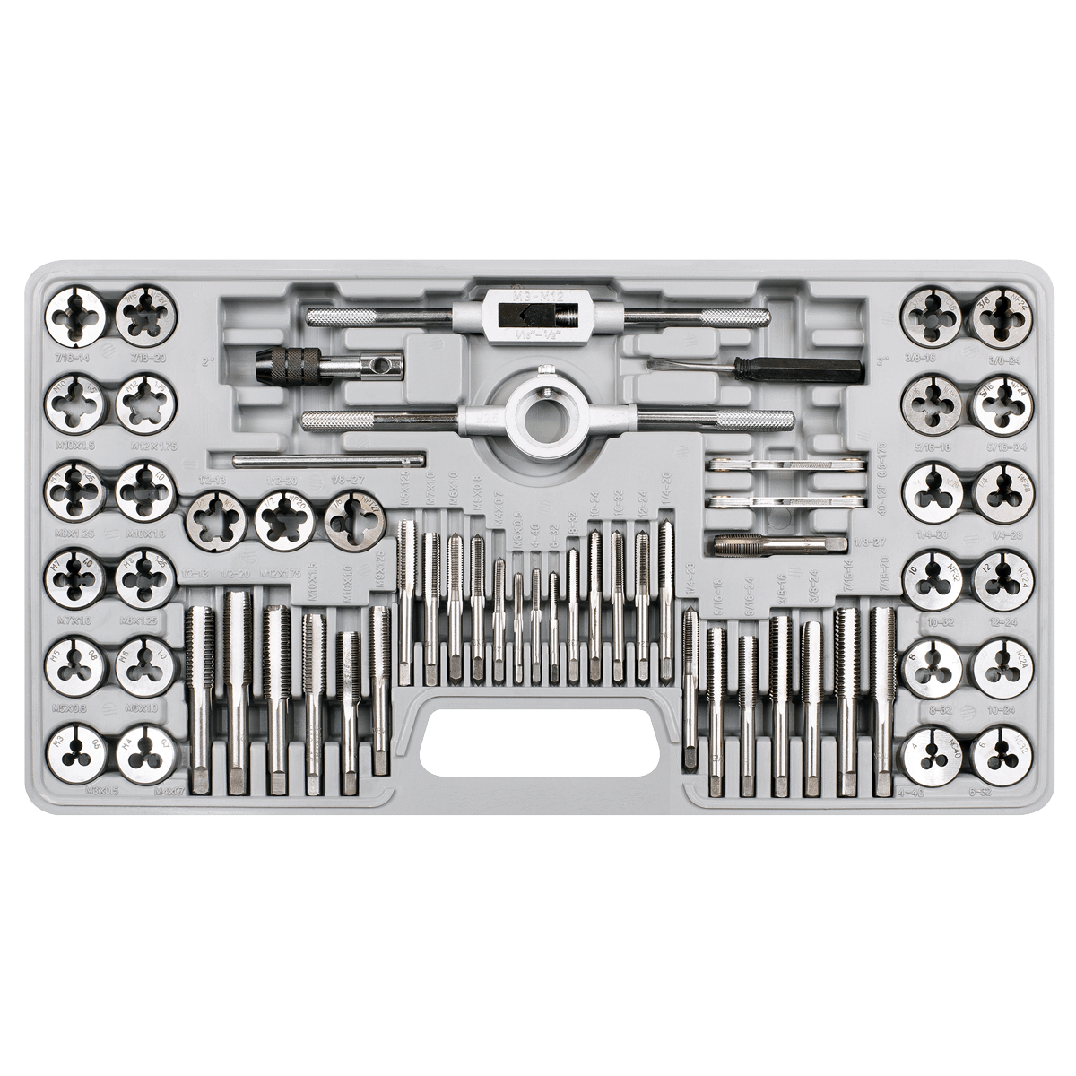 Tap & Die Set Metric & Imperial 60pc | High quality alloy steel taps and dies.¥ Set features both Metric and Imperial sizes. | toolforce.ie