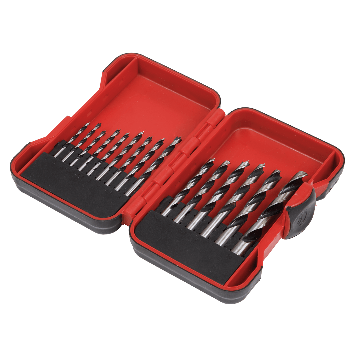 Brad Point Wood Drill Bit Set 15pc | Brad point tips and outer spurs allow for faster and more accurate drilling into both hard and soft woods. | toolforce.ie