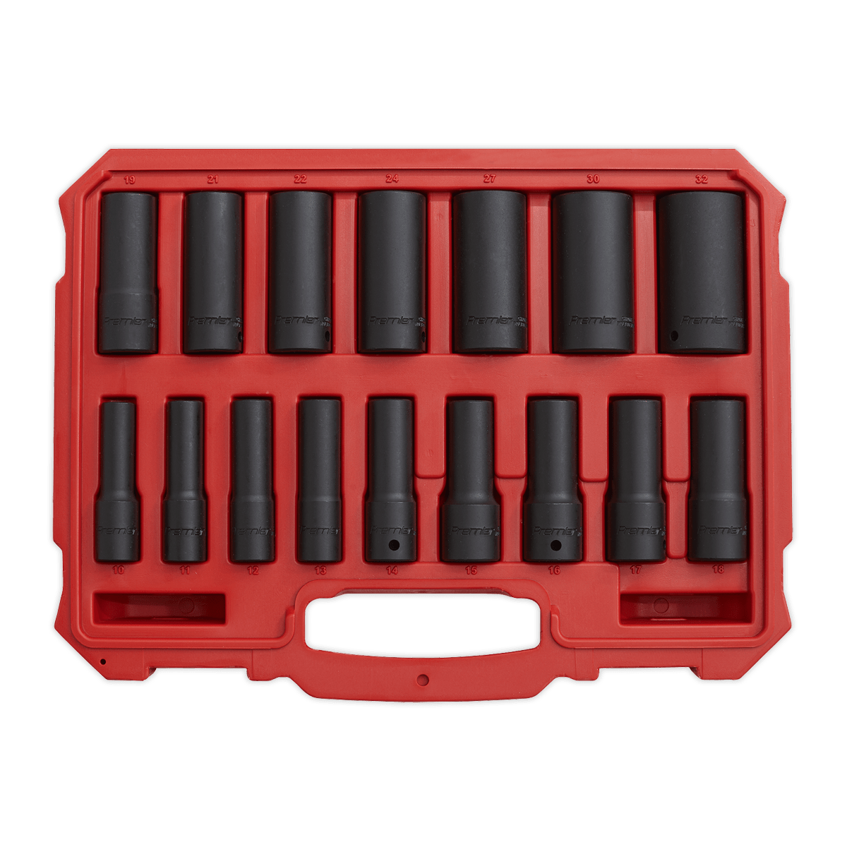 Sealey Impact Socket Set 16pc 1/2"Sq Drive Deep Lock-Onª 6pt Metric AK5817M