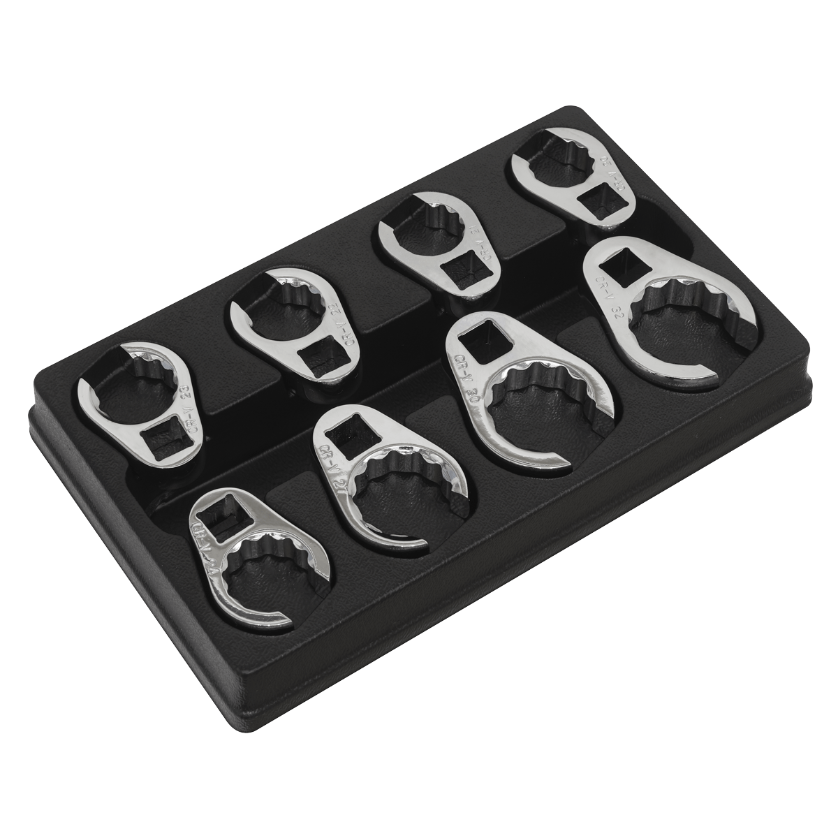 Crow's Foot Spanner Set 8pc 1/2"Sq Drive Metric | Manufactured from hardened and tempered Chrome Vanadium steel with a fully polished mirror finish. | toolforce.ie