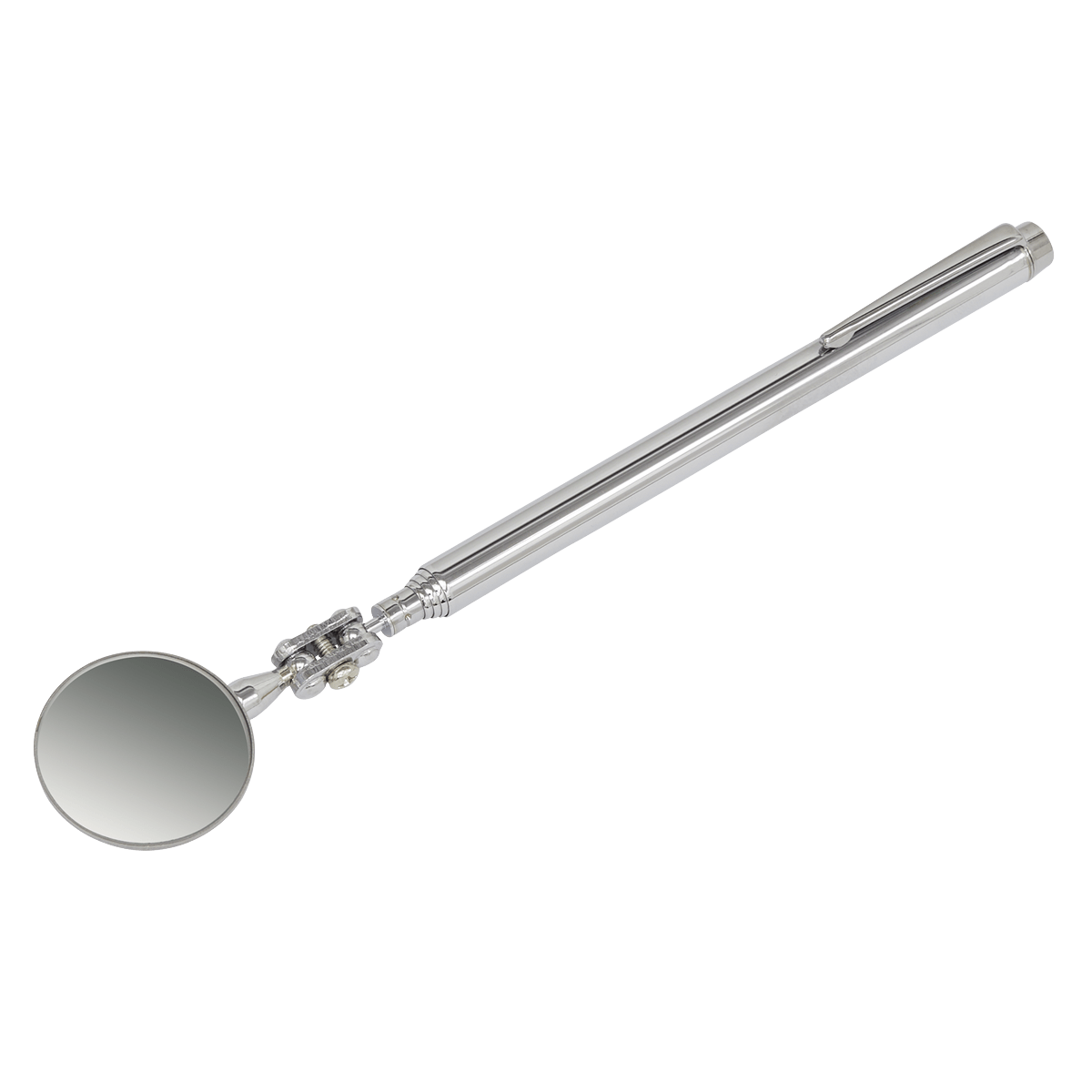 Telescopic Articulated Mirror ¯30mm | Chromed metal 5-section body with pocket-clip for safe storage. | toolforce.ie