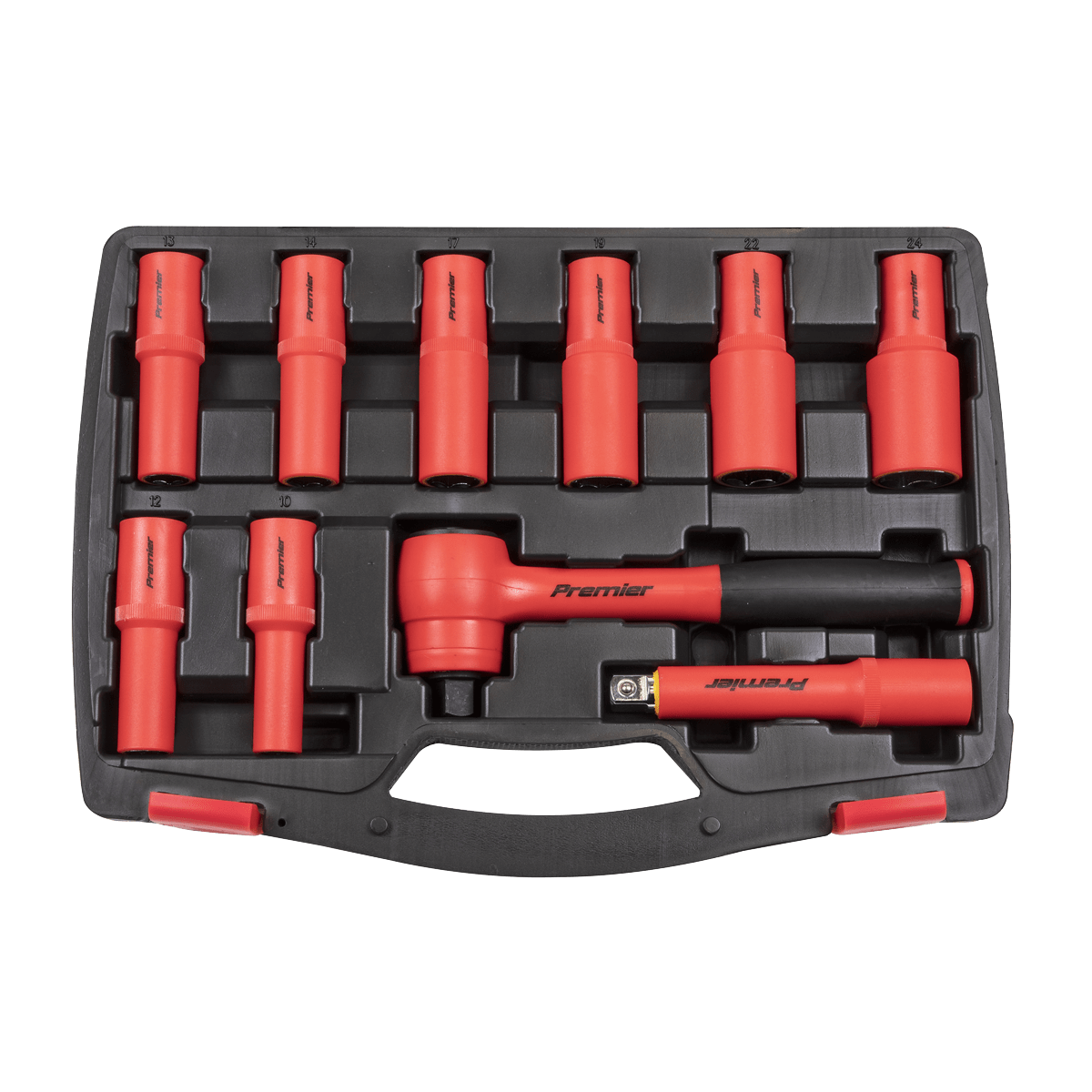 Sealey Insulated Socket Set 10pc 1/2"Sq Drive 6pt WallDrive¨ VDE Approved AK7943