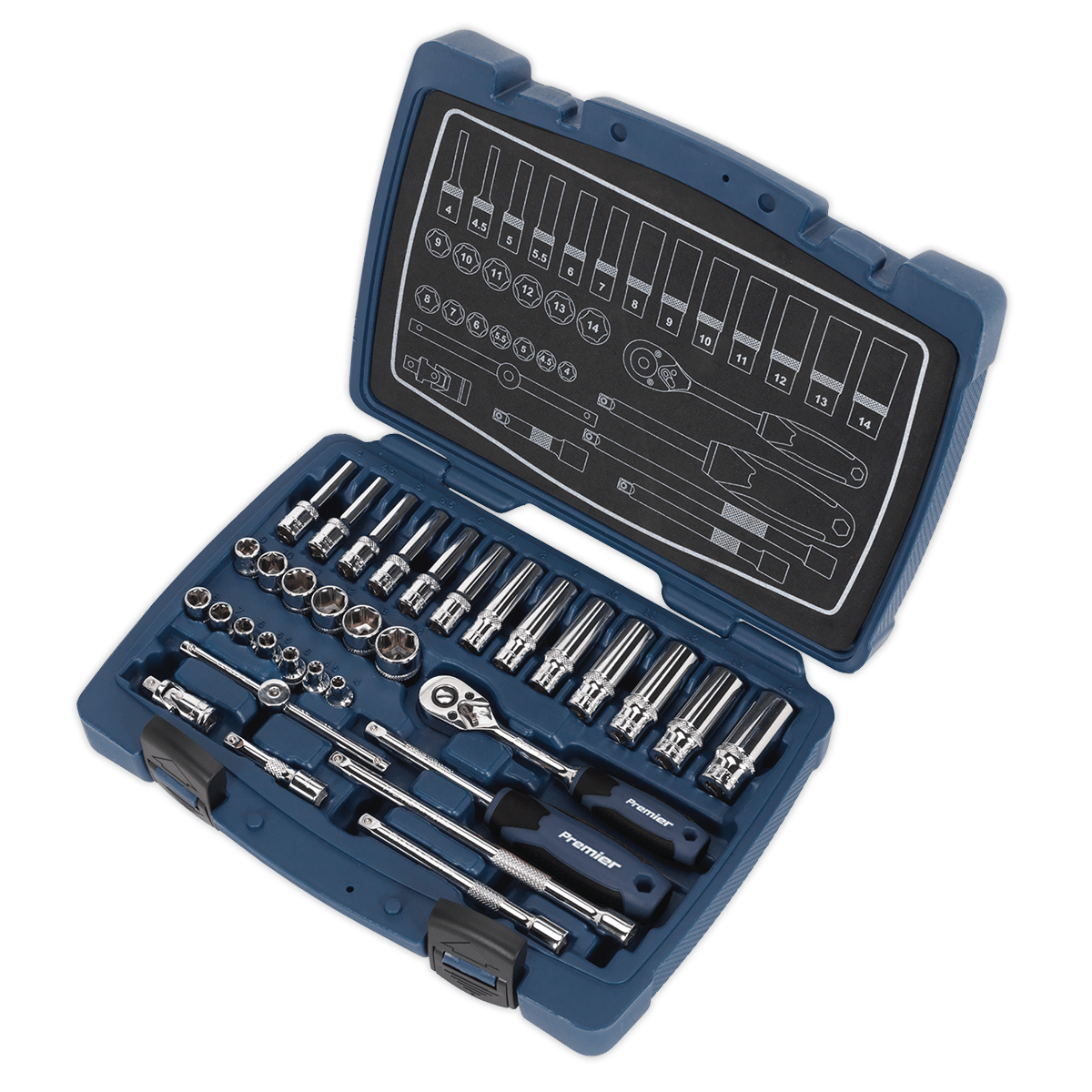 Sealey Socket Set 33pc 1/4"Sq Drive 6pt WallDrive¨ Metric AK8990