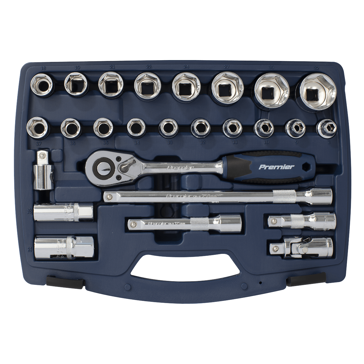 Sealey Socket Set 26pc 1/2"Sq Drive 6pt WallDrive¨ Metric AK8992