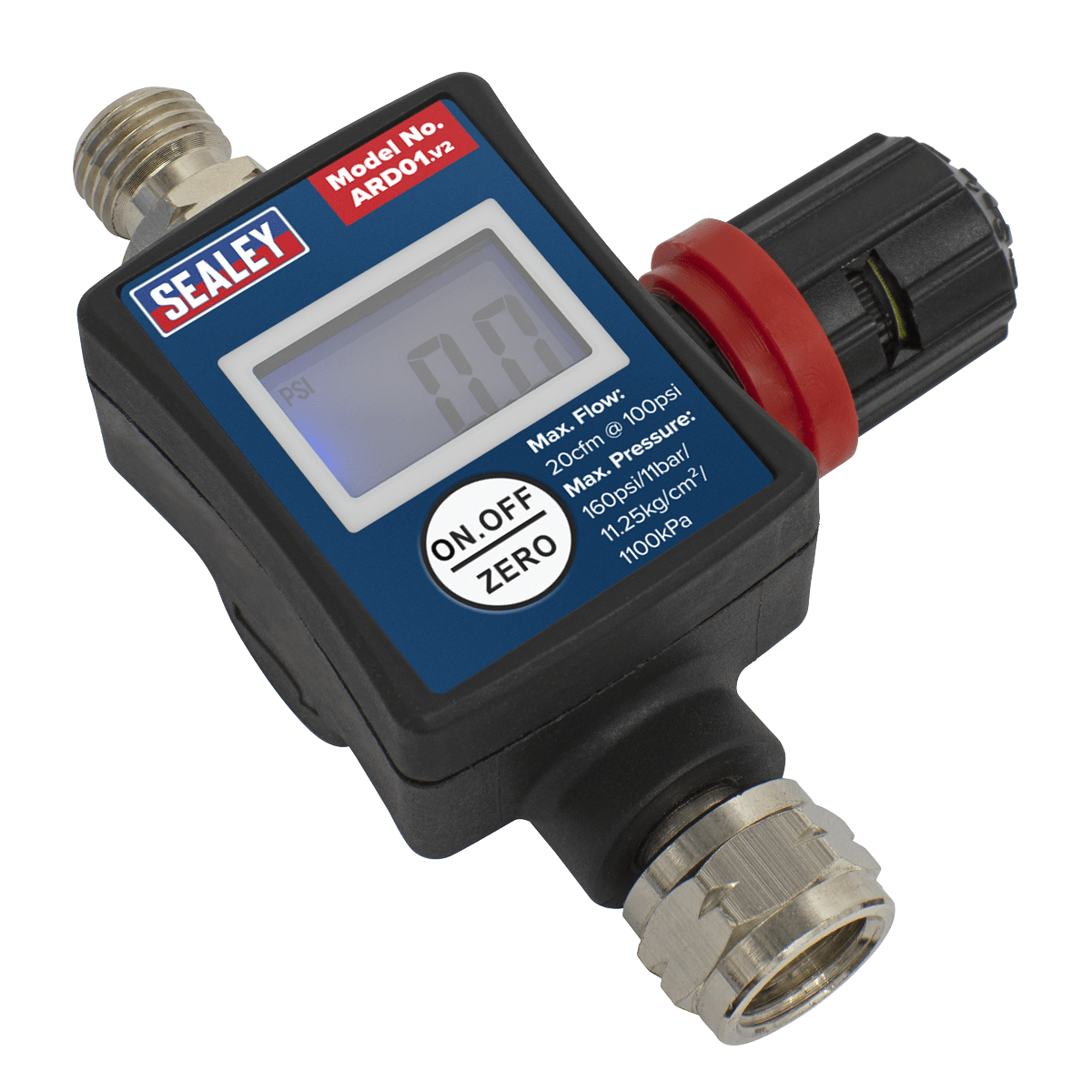 On-Gun Digital Pressure Regulator/Gauge | On/off button with adjustable auto-off function for extended battery life. | toolforce.ie