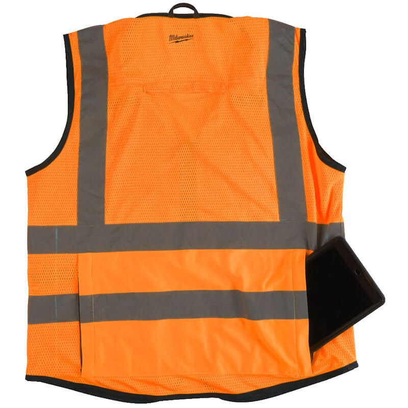 Milwaukee Hi-Vis Vest Orange, European Certified: EN ISO 20471: 2013/A1:2016.