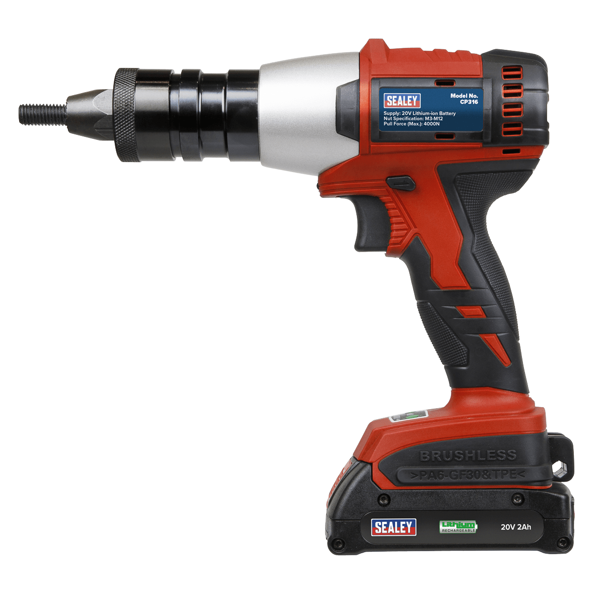 Sealey Cordless Nut Riveter 20V 2Ah Lithium-ion CP316