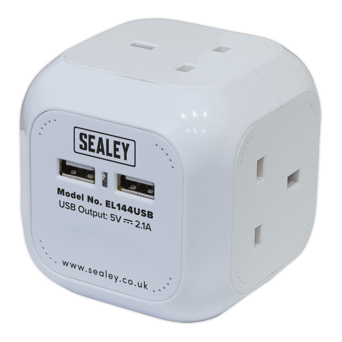 Sealey Extension Cable Cube 1.4m 4 x 230V & 2 x USB Sockets - White EL144USB