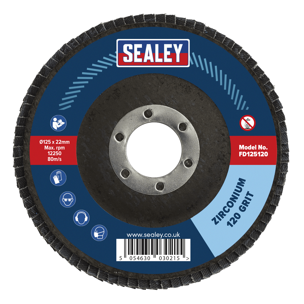 Sealey Flap Disc Zirconium 125mm 22mm Bore 120Grit FD125120