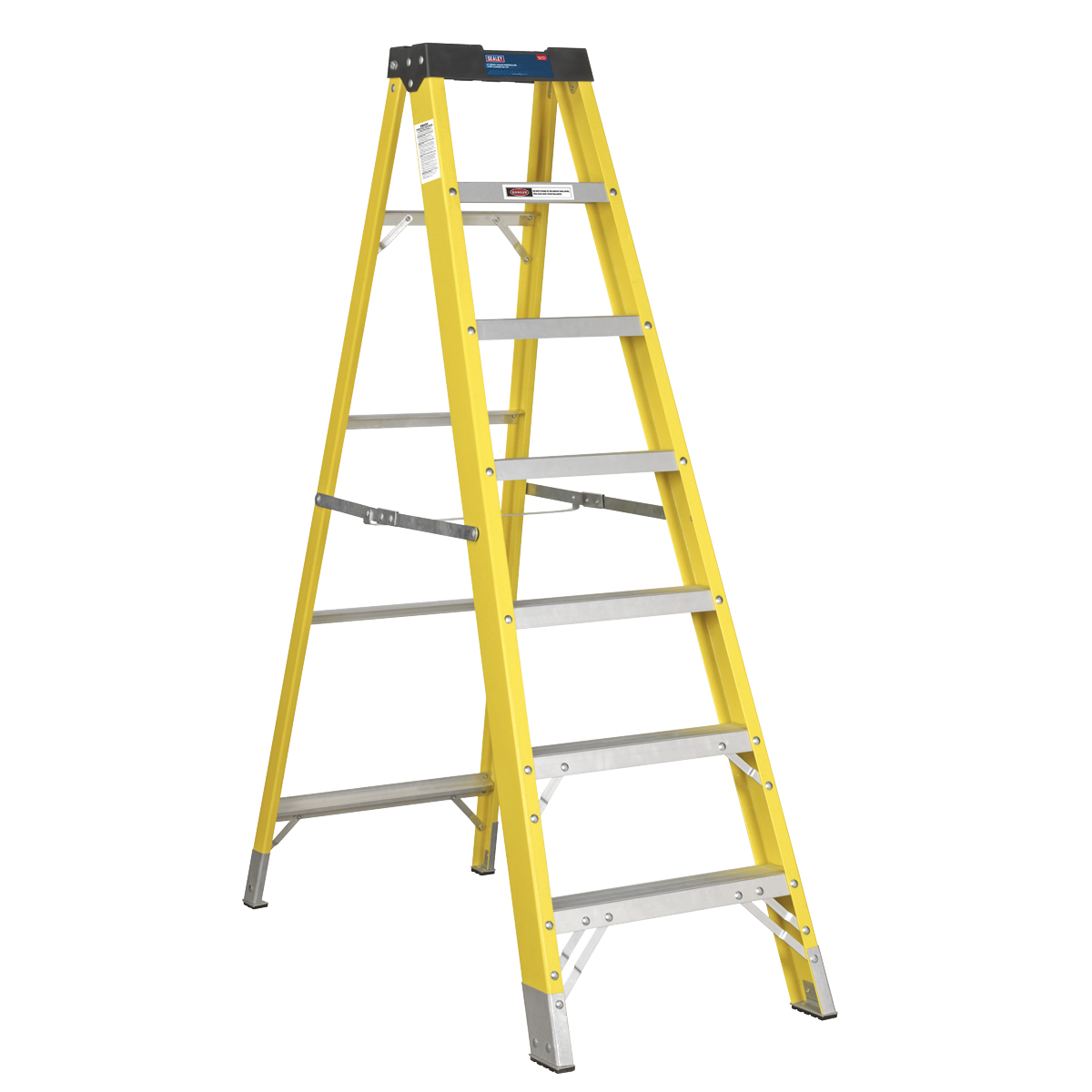 Fibreglass Step Ladder 6-Tread EN 131 | Heavy-duty fibreglass sides with slip resistant aluminium treads. | toolforce.ie