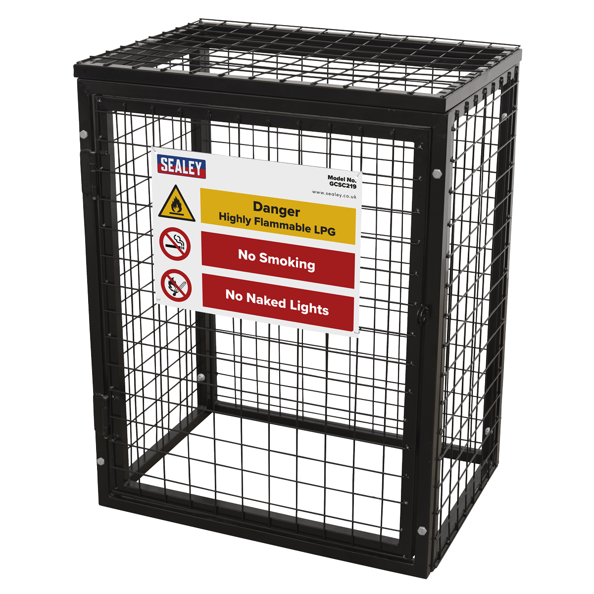 Safety Cage - 2 x 19kg Gas Cylinders | Powder coated galvanised 30mm box frame with 50mm x 50mm x 3mm wire mesh. | toolforce.ie