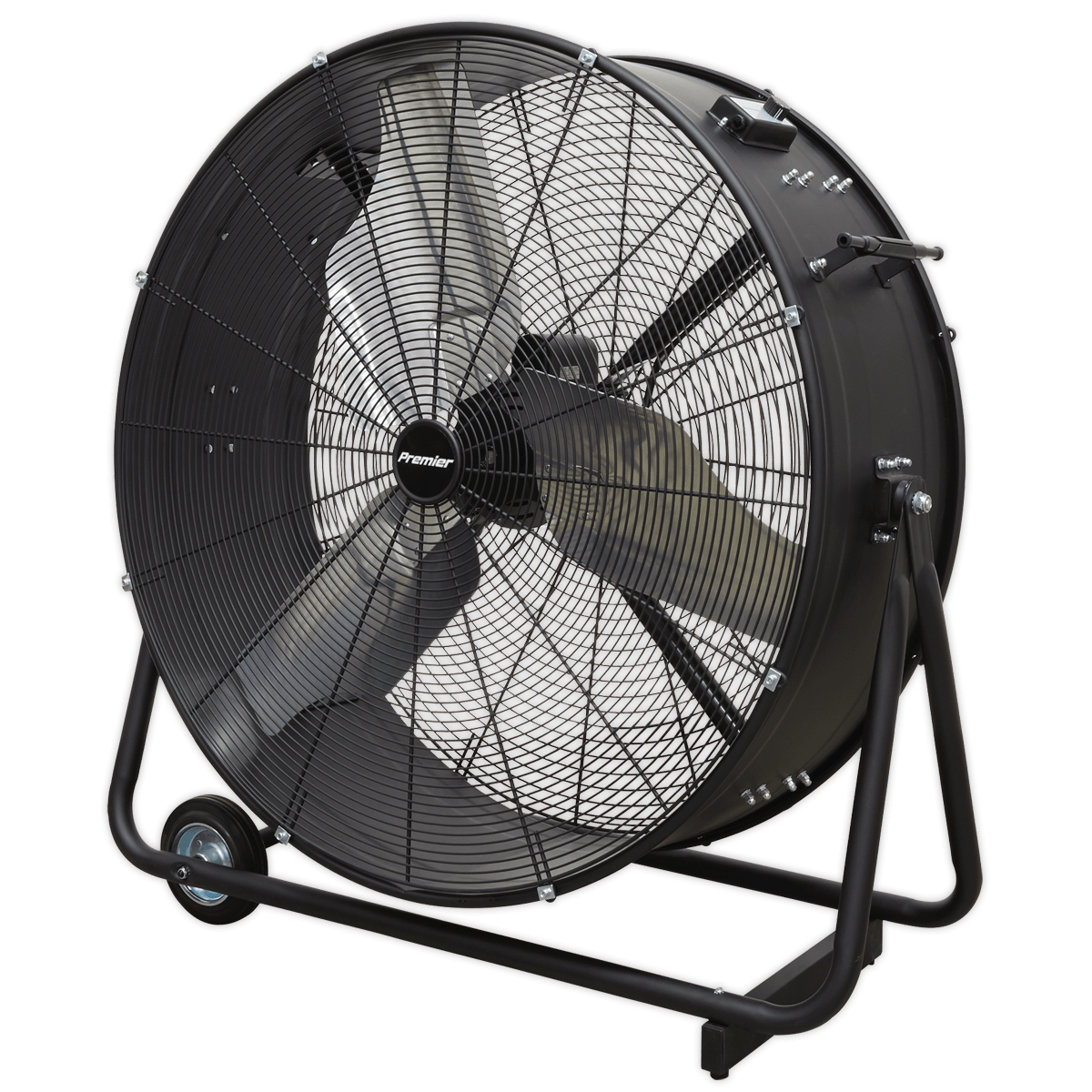 Industrial High Velocity Drum Fan 36" 230V - Premier | High efficiency industrial fans with improved motor and blade design resulting in higher velocity with up to 30% more area coverage and reach. | toolforce.ie