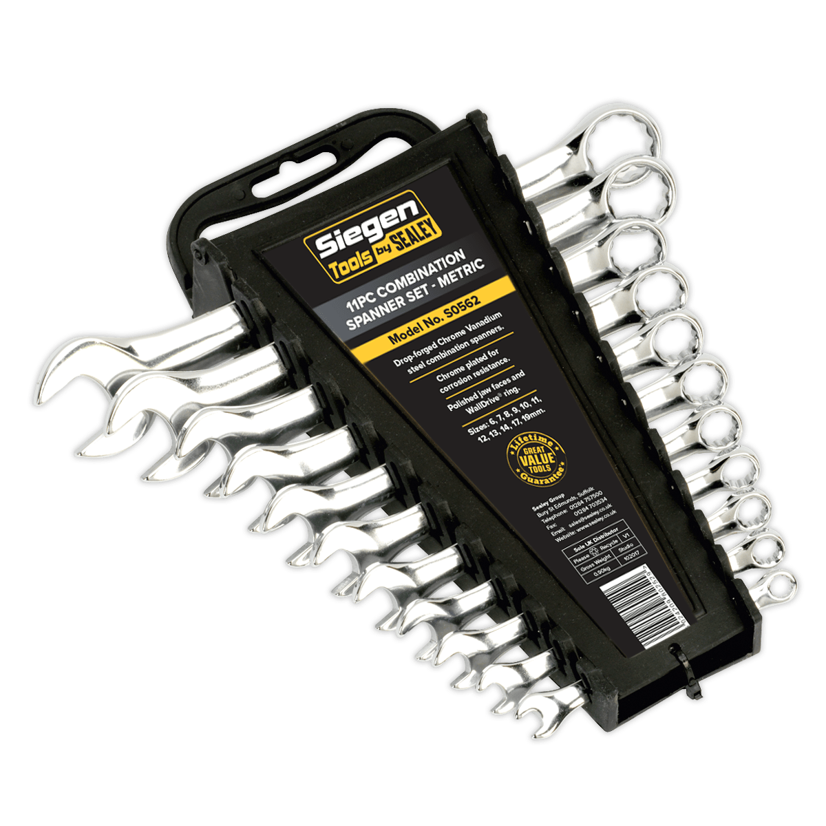 Combination Spanner Set 11pc Metric | Drop-forged Chrome Vanadium steel combination spanners heat treated and chrome plated for corrosion resistance. | toolforce.ie