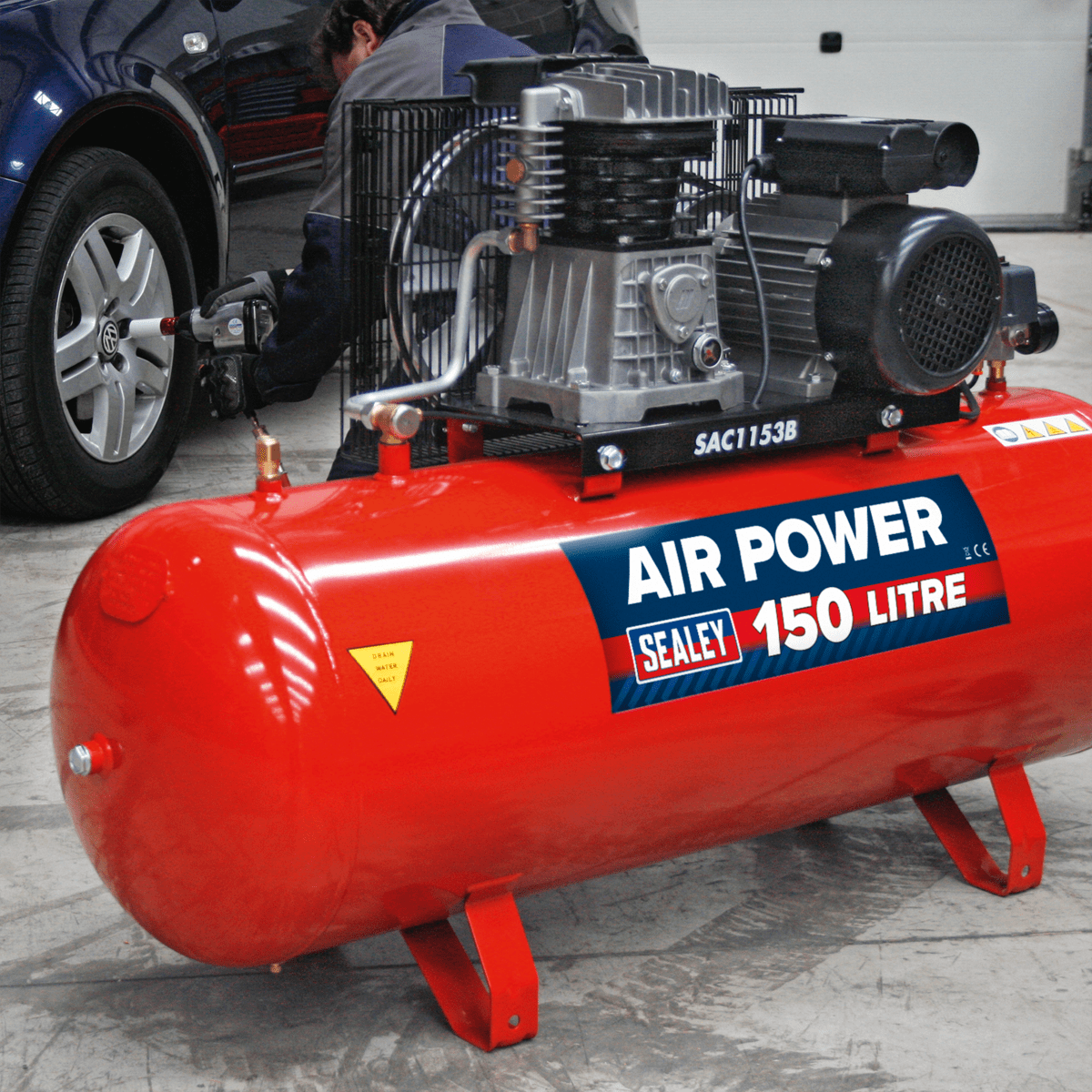Air Compressor 150L Belt Drive 3hp with Cast Cylinders | Suitable for the professional workshop, these units are fitted with a genuine 3hp motor. | toolforce.ie