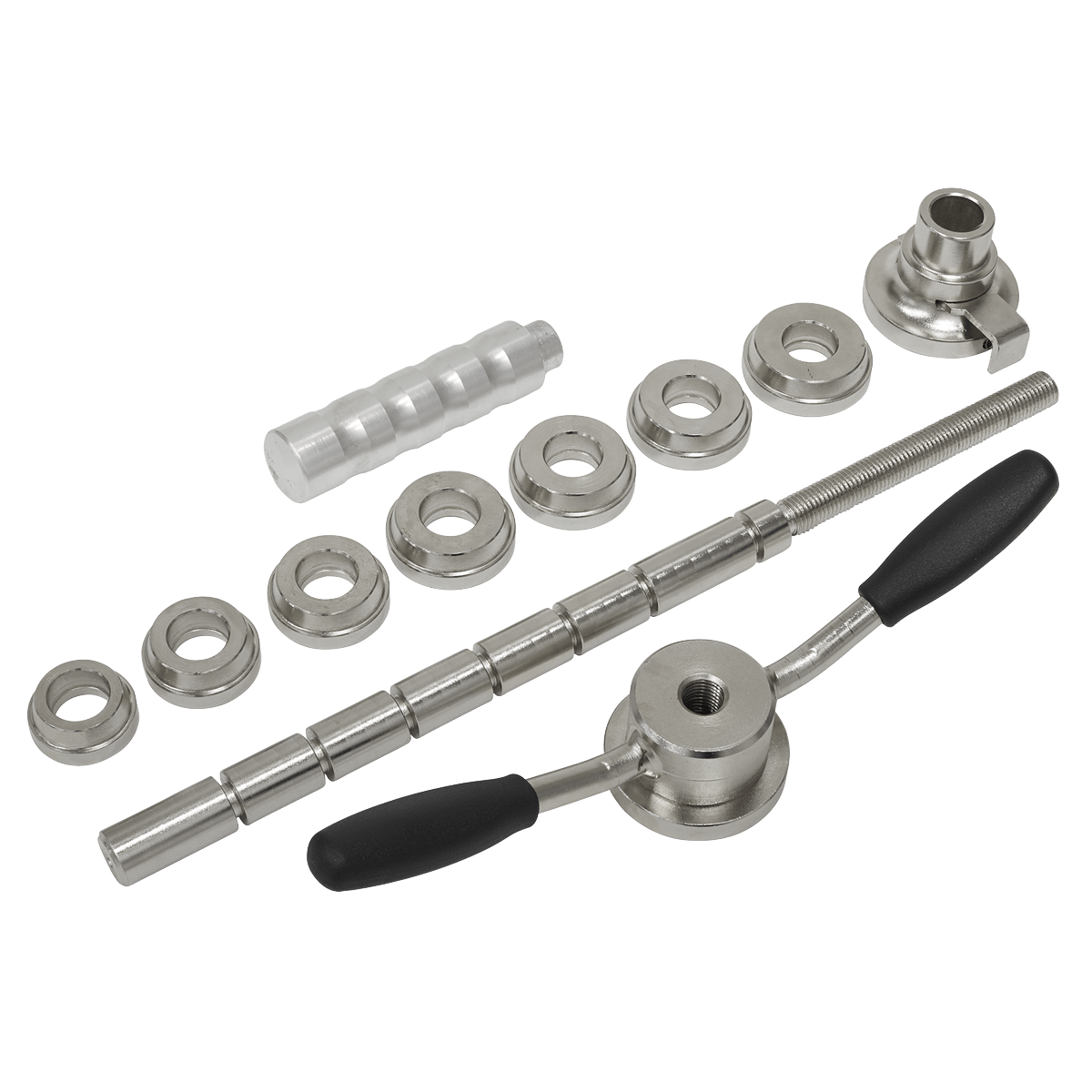 Steering Bearing Press - Motorcycle | Aluminium kit suitable for straight installation of bearing race without damage to the bearings or headstock. | toolforce.ie