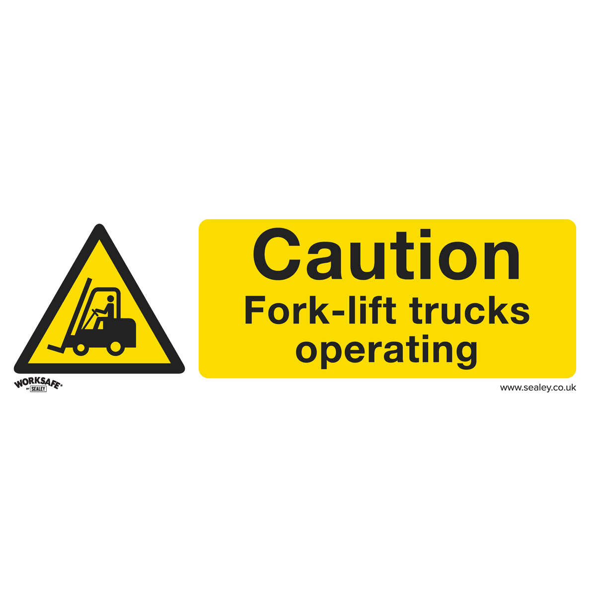 Sealey Warning Safety Sign - Caution Fork-Lift Trucks - Rigid Plastic - Pack of 10 SS44P10