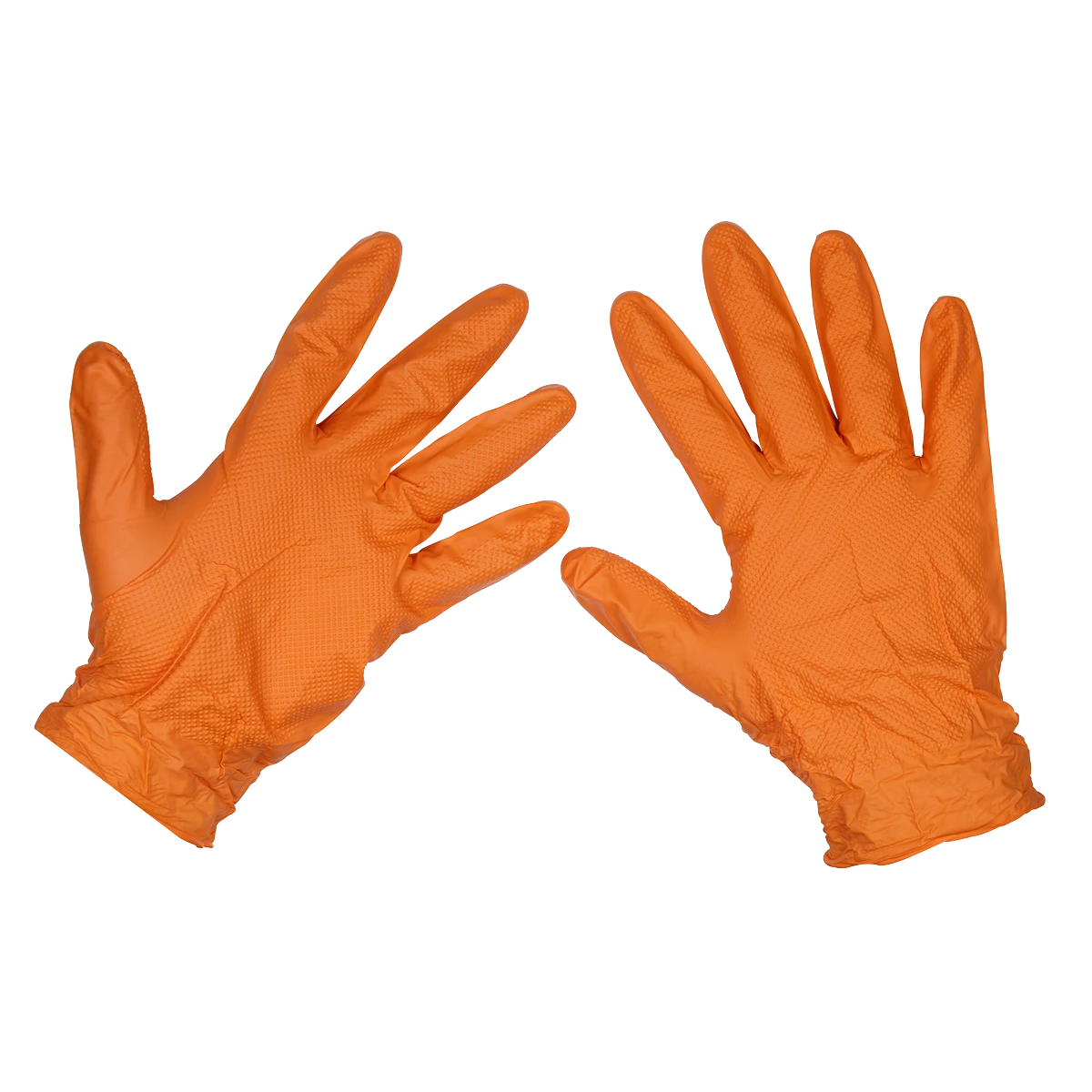 Sealey Orange Diamond Grip Extra-Thick Nitrile Powder- Free Gloves Large - Pack of 50 SSP56L