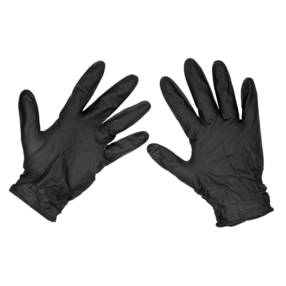 Sealey Black Diamond Grip Extra-Thick Nitrile Powder-Free Gloves Large - Pack of 50 SSP57L