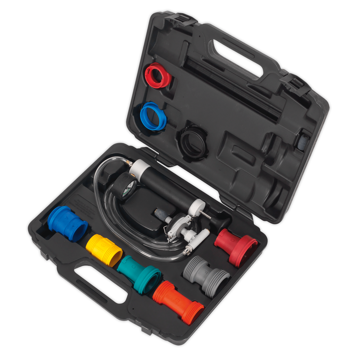 Cooling System & Cap Testing Kit | Capless cooling system tester uses an inflatable bladder to seal the pressure head to the radiator or header tank. | toolforce.ie