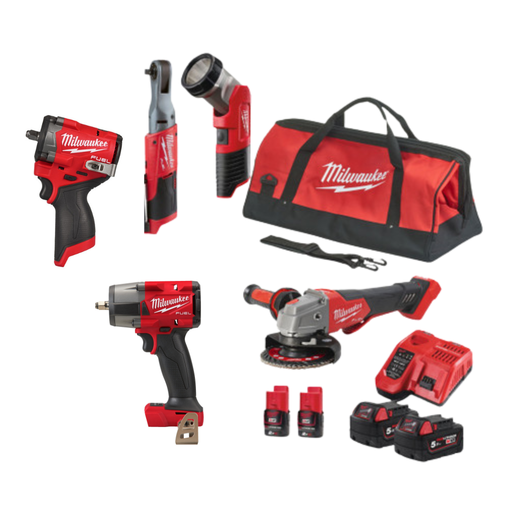 Milwaukee Mechanic's 5 Piece Power Tool Kit MIL5PKTF-M18302-M12202