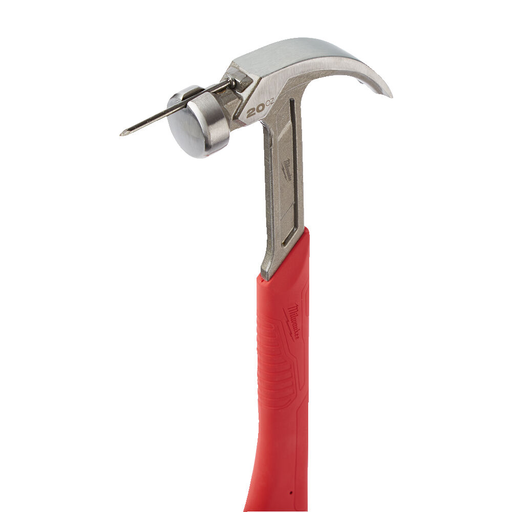 Easy and Safe nailing with magnetic nail starter feature in this Milwaukee 20oz Curved Claw Steel Hammer