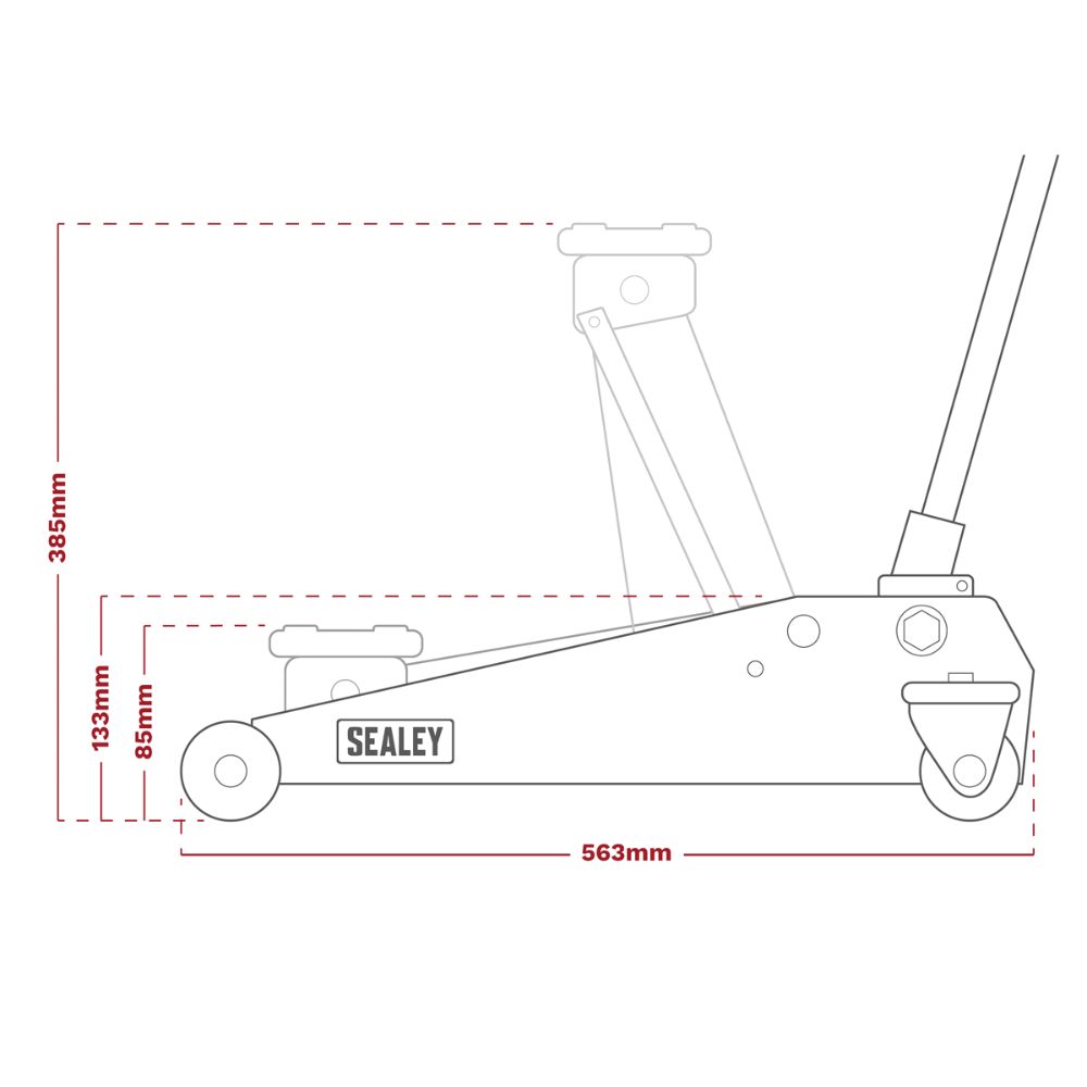 Sealey Trolley Jack 2 Tonne Low Entry Short Chassis & Accessories Bag Combo - Hi-Vis Green 1020LEHVBAGCOMBO