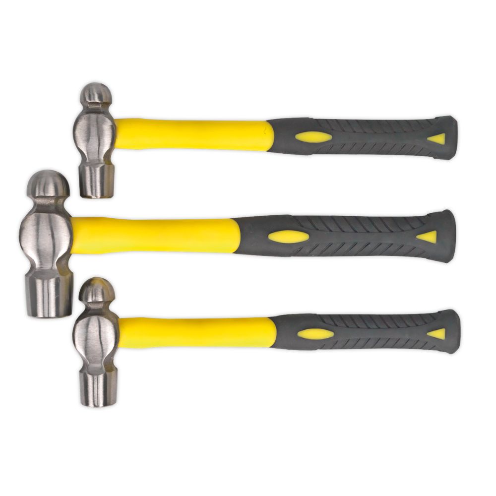 Sealey Ball Pein Hammer Set 3pc with Fibreglass Shafts AK2031