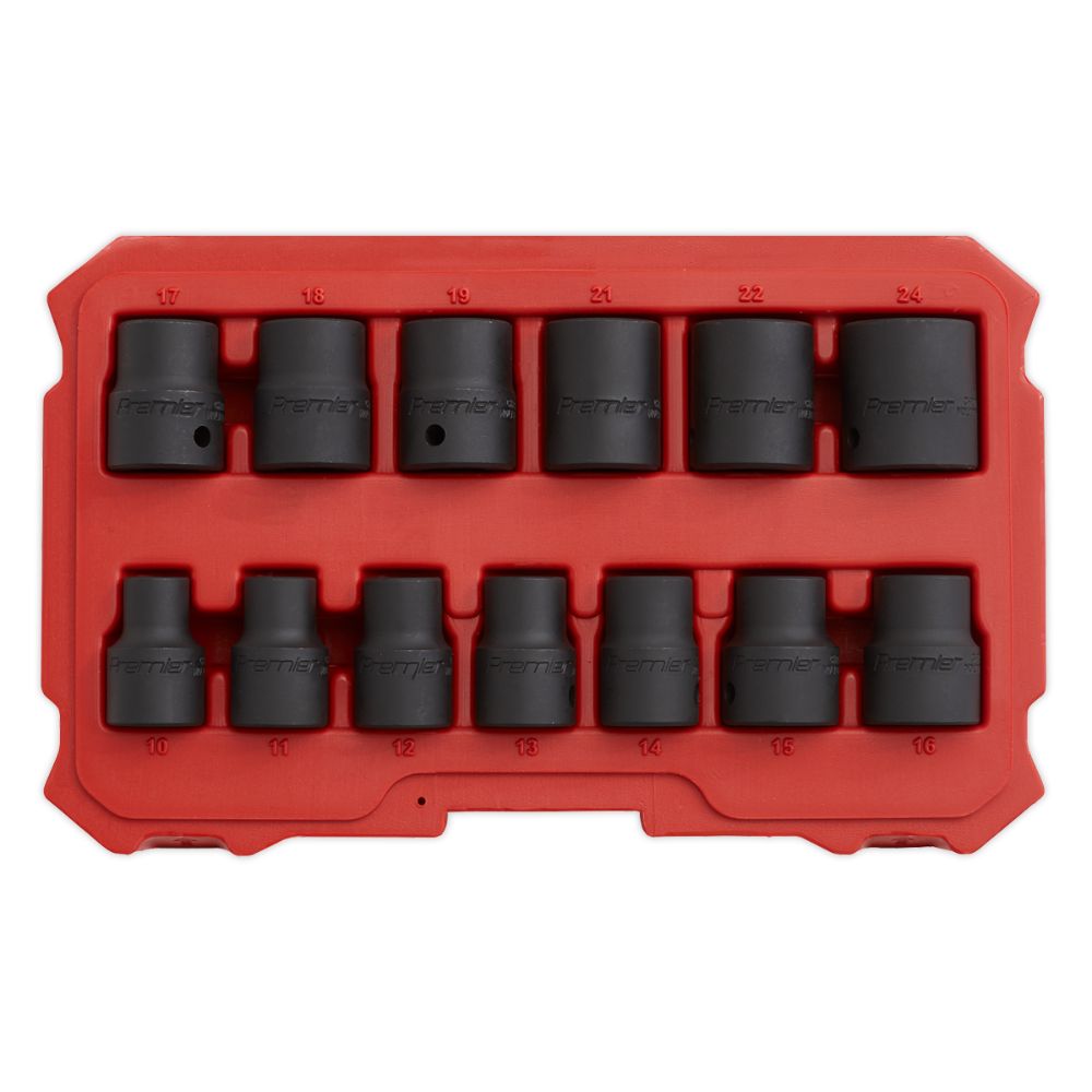 Sealey Impact Socket Set 13pc 1/2"Sq Drive Lock-On 6pt Metric AK5616M