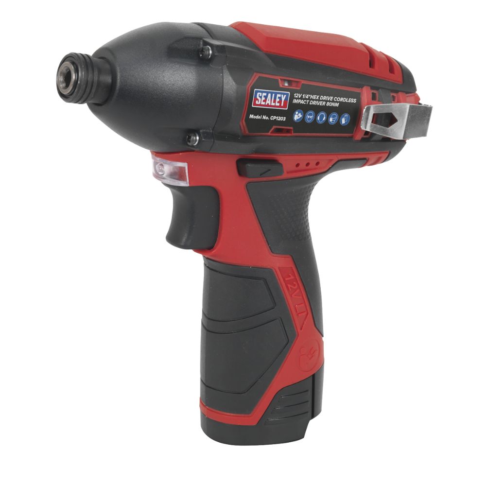 Sealey Cordless Impact Driver 1/4"Hex Drive 80Nm 12V SV12 Series - Body Only CP1203