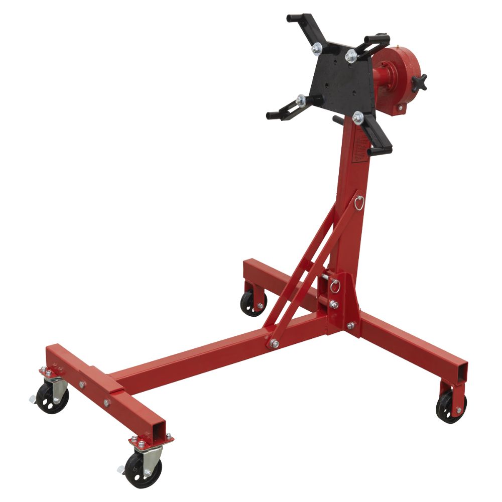 Sealey Folding 360º Rotating Engine Stand with Geared Handle Drive, 450kg Capacity ES480D
