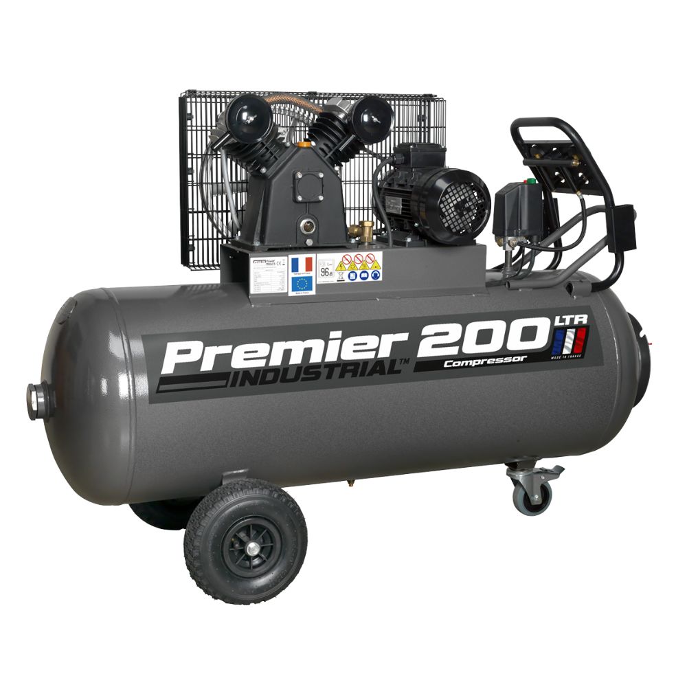 Sealey Air Compressor 200L Belt Drive 3hp with Front Control Panel 415V 3ph SAC3203B3PH