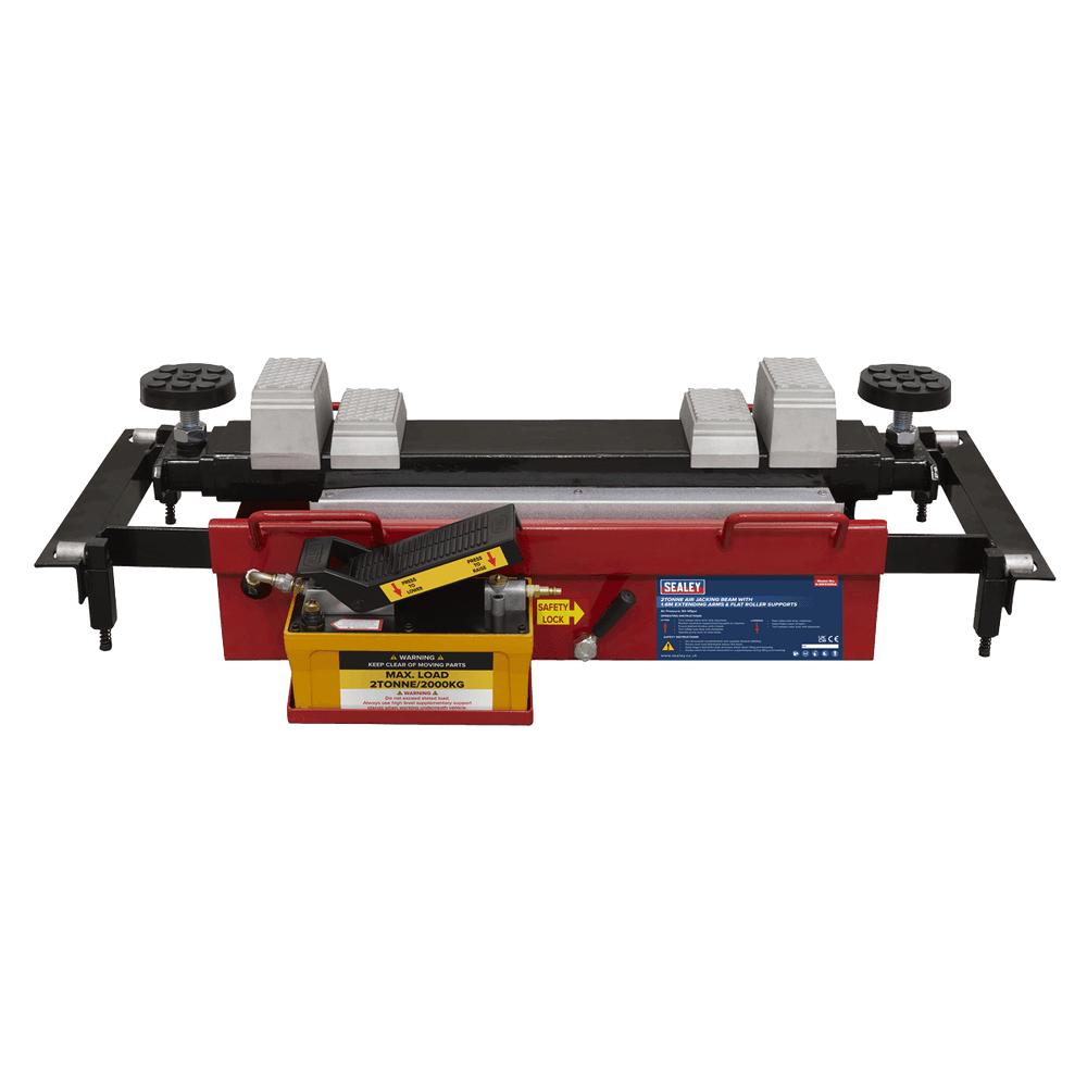 Sealey Air Jacking Beam 2 Tonne with Arm Extenders & Flat Roller Supports SJBEX200A