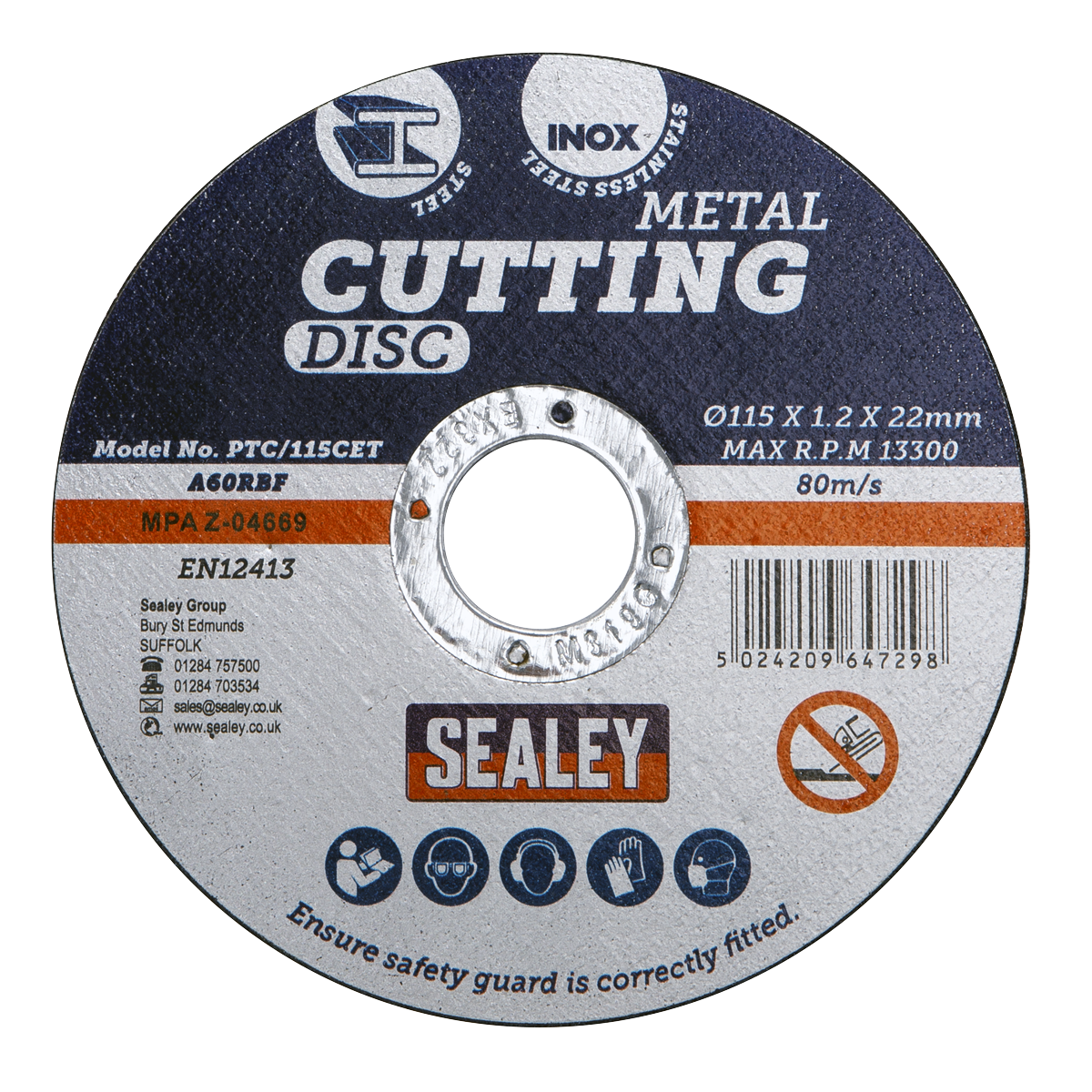 Sealey Cutting Disc Pack of 100 Ø115 x 1.2mm Ø22mm Bore PTC/115CET100