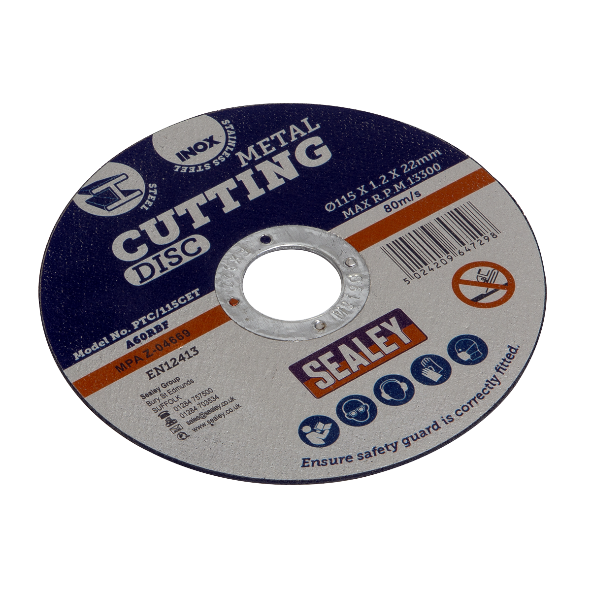 Sealey Cutting Disc Pack of 100 Ø115 x 1.2mm Ø22mm Bore PTC/115CET100