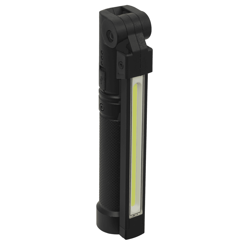 Sealey Rechargeable Aluminium Folding Pocket Light 2 COB & 1 SMD LED LED02G