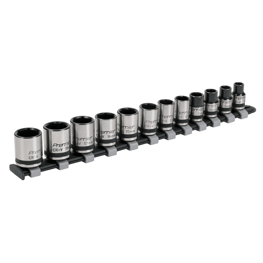 Sealey Socket Set 12pc 3/8"Sq Drive Lock-On™ 6pt Metric - Black Series AK2741B