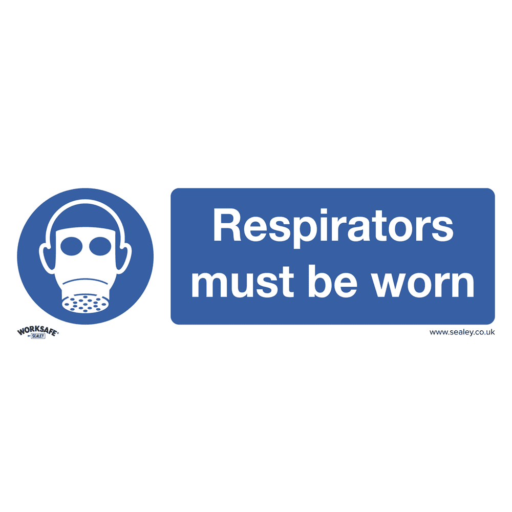 Sealey Mandatory Safety Sign - Respirators Must Be Worn - Self-Adhesive Vinyl - Pack of 10 SS56V10