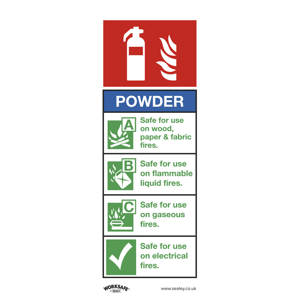 Sealey Safe Conditions Safety Sign - Powder Fire Extinguisher - Self-Adhesive Vinyl - Pack of 10 SS52V10