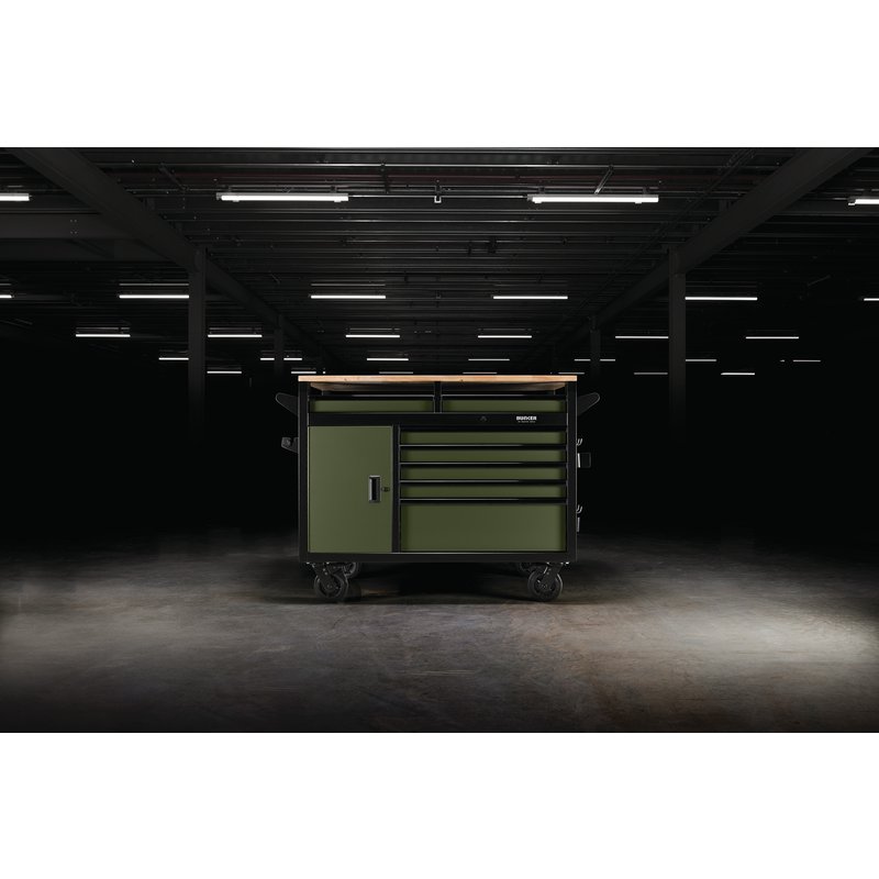 Draper Bunker Multi-Functional Workbench Roller Tool Cabinet, 14 Drawer, 48", Green 08269