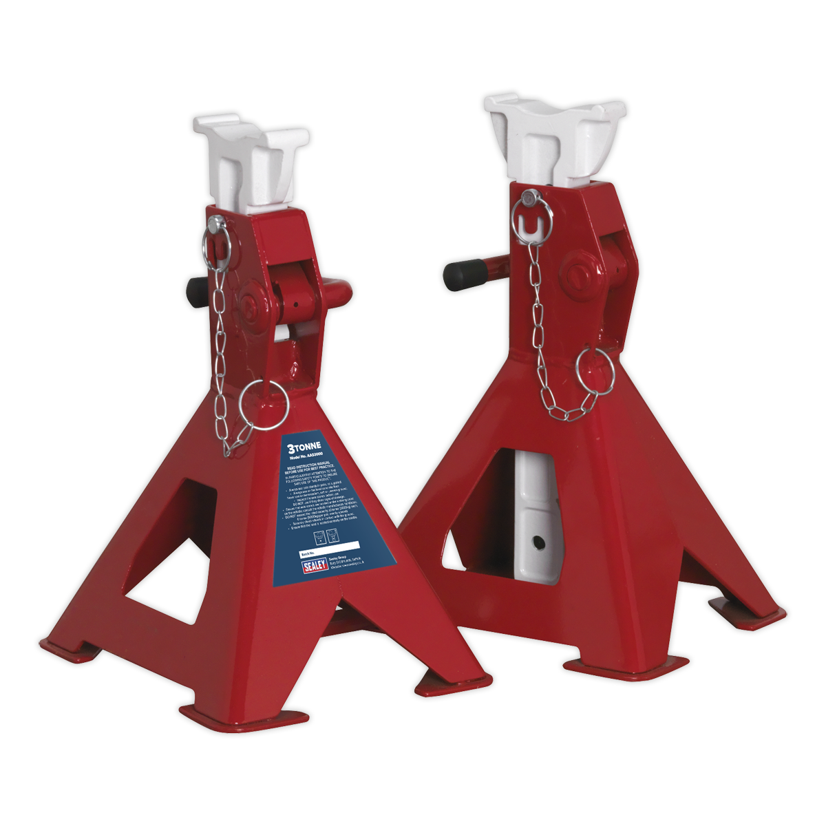 Sealey Garage Axle Stands (Pair) 3tonne Capacity per Stand Auto Rise Ratchet AAS300