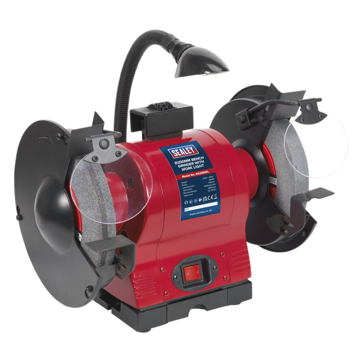 Sealey Bench Grinder Ø200mm with Work Light 550W/230V BG200WL