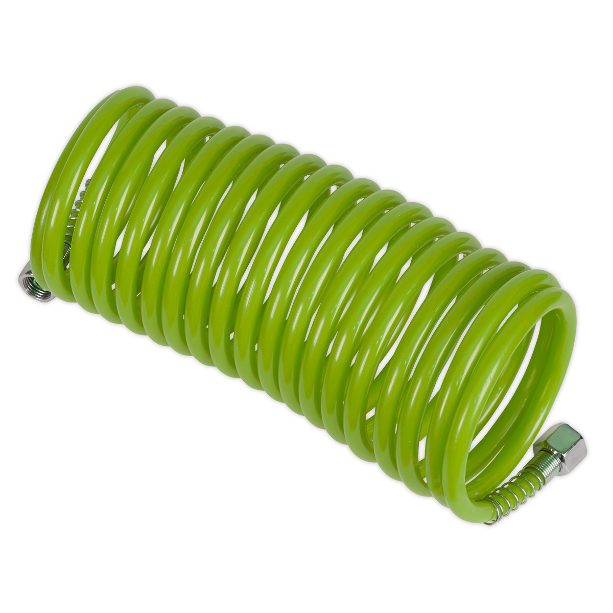 Sealey PE Coiled Air Hose 5m x Ø5mm with 1/4"BSP Unions - Green SA335G