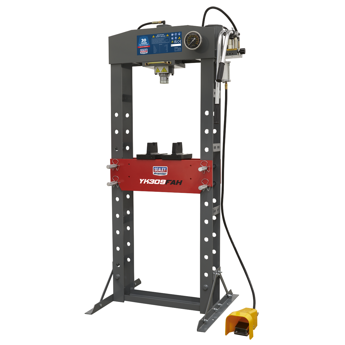 Sealey Air/Hydraulic Press 30 Tonne Floor Type with Foot Pedal YK309FAH