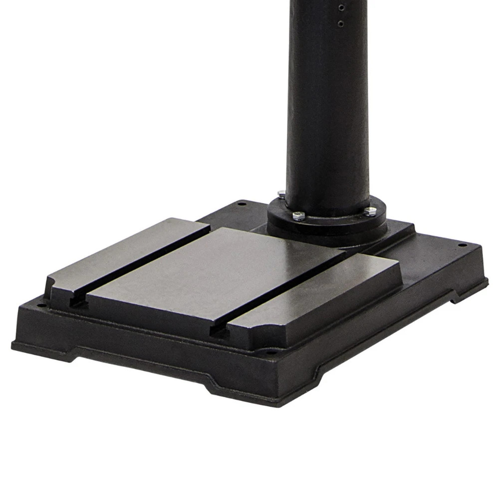 Adjustable drilling table and three-lever handle ensures smooth drilling force.