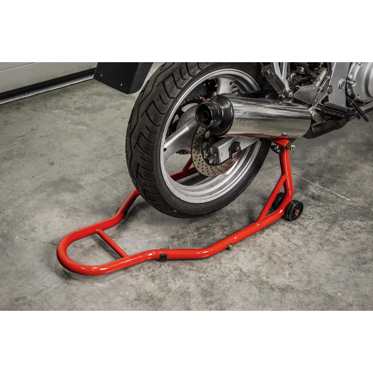 Sealey Universal Rear Motorcycle wheel Paddock Stand with Rubber Supports RPS2KD