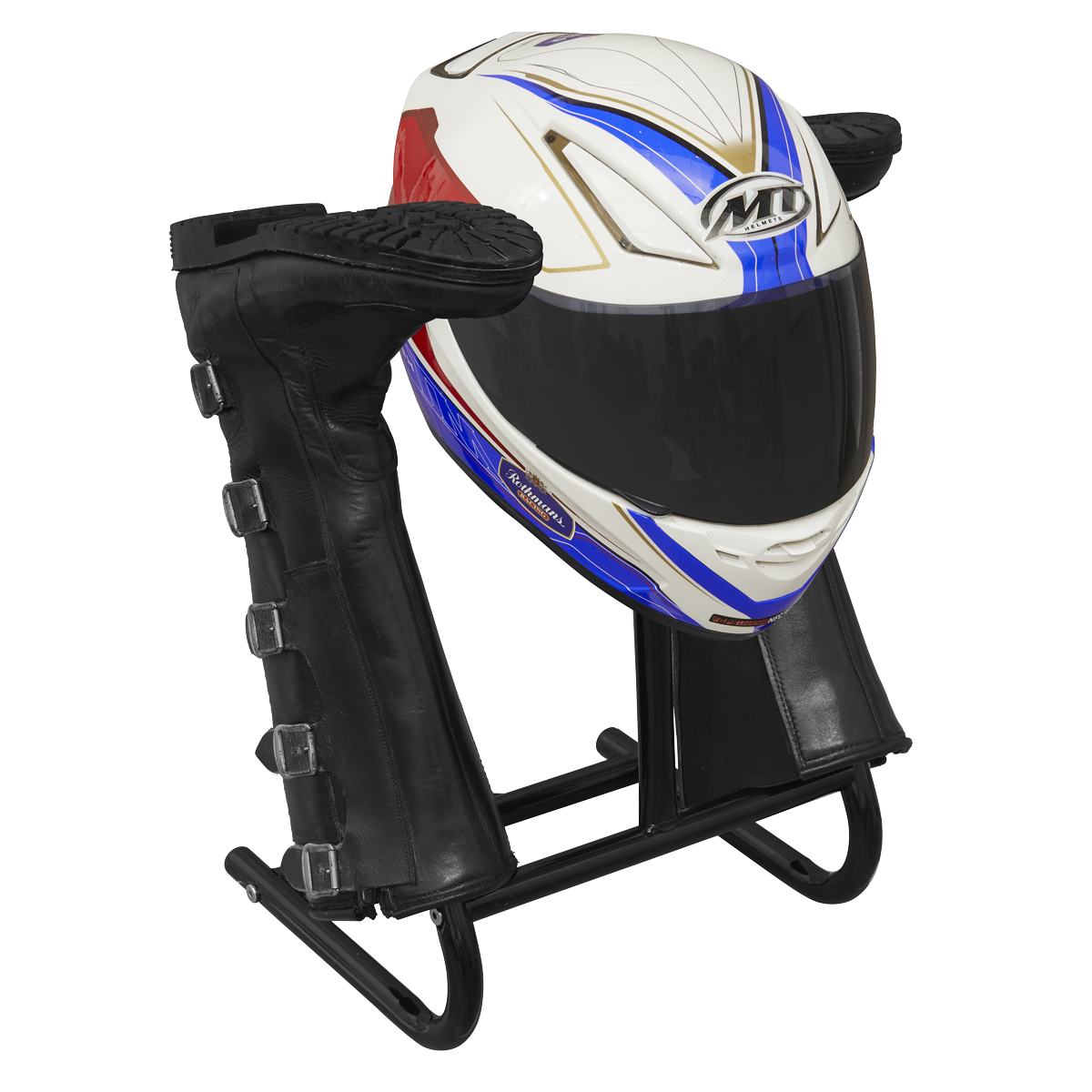 Convenient centre handle for stability and storage of helmet