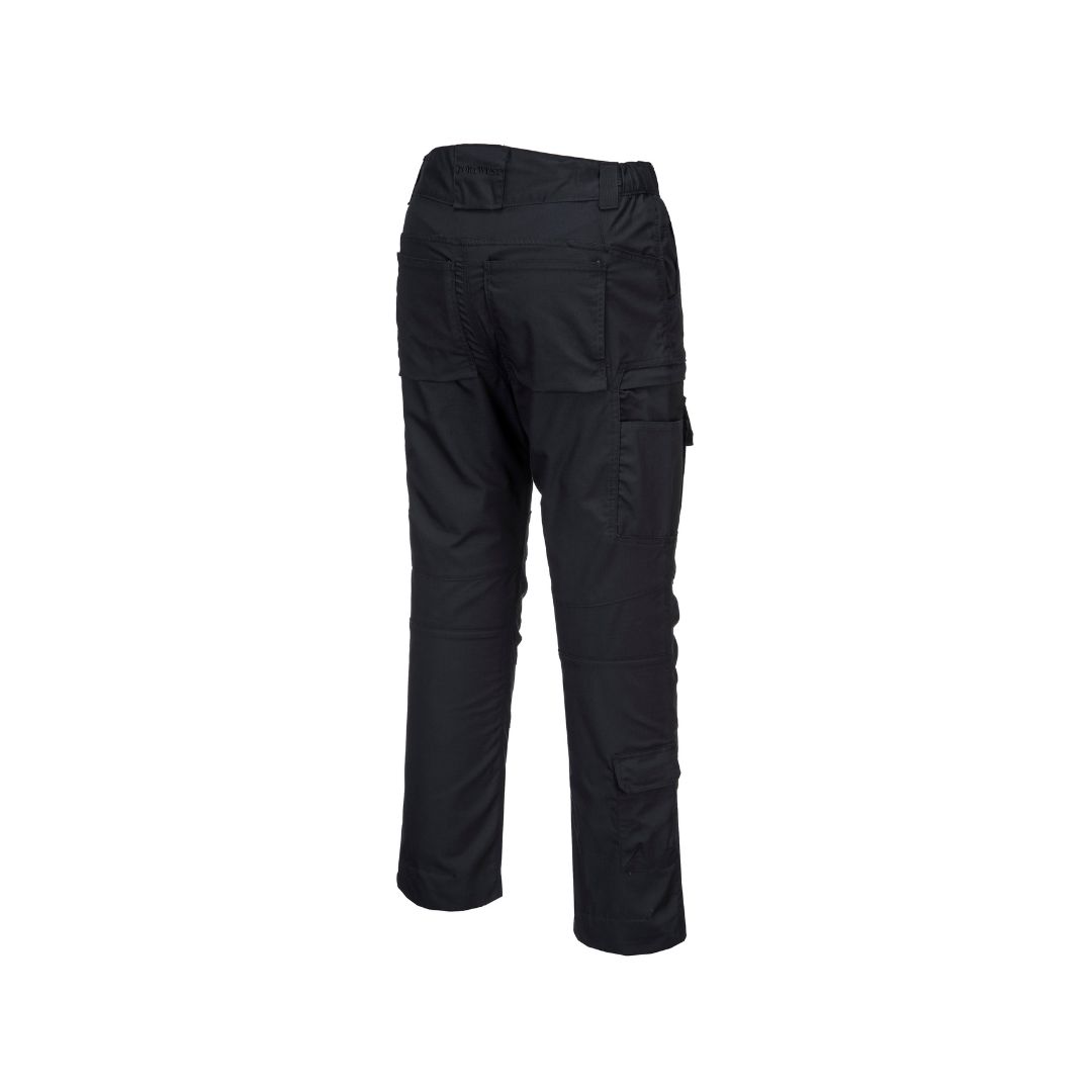 Black work pants with adjustable hem to suit all leg lengths