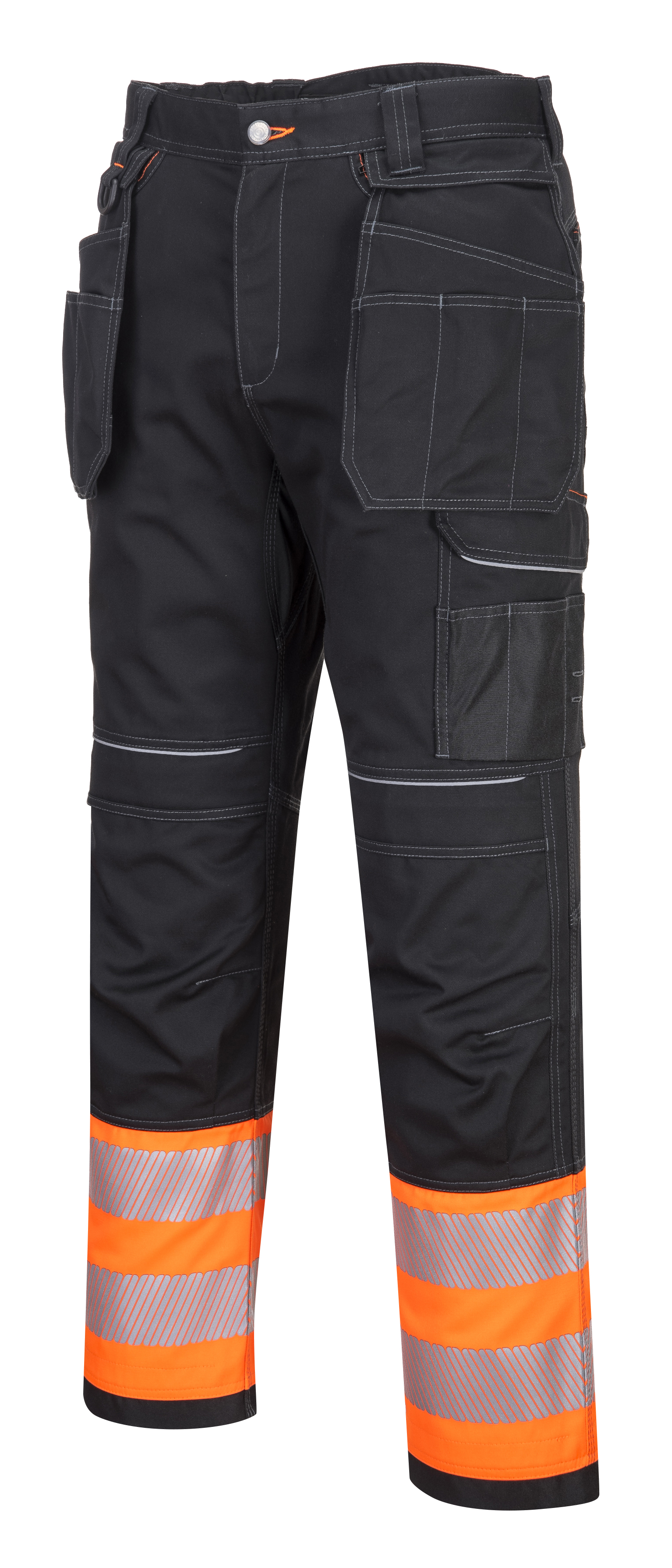 Portwest PW3 Class 1 Hi Vis work Trousers Orange/Black PW307