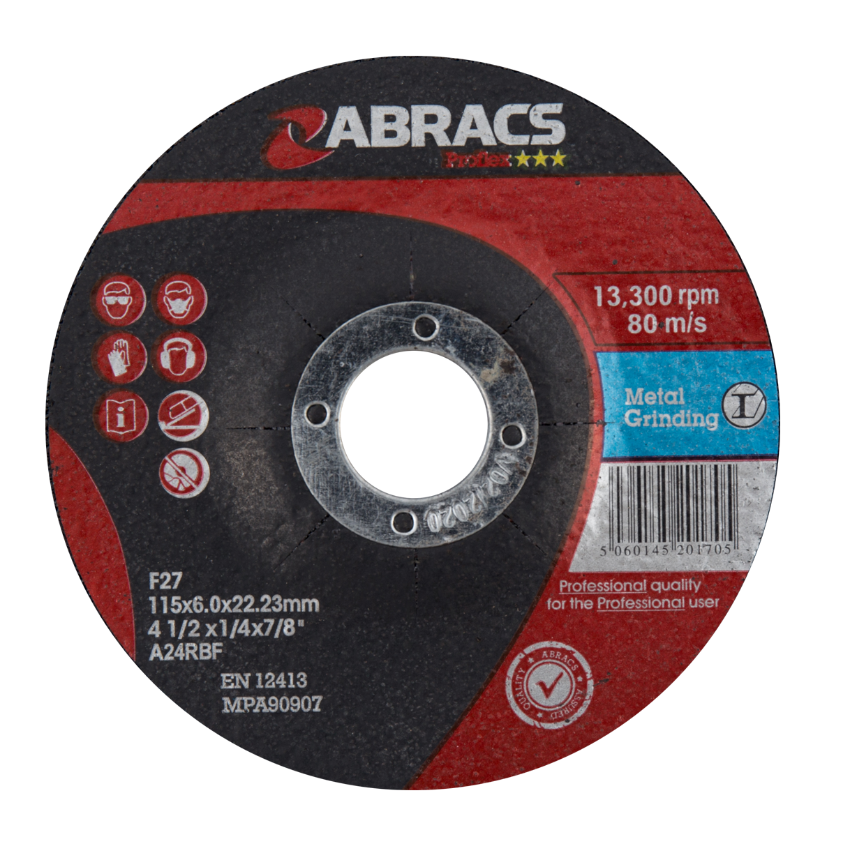 Abracs Proflex 115mm x 6mm x 22mm DPC Metal Grinding Disc PF11560DM