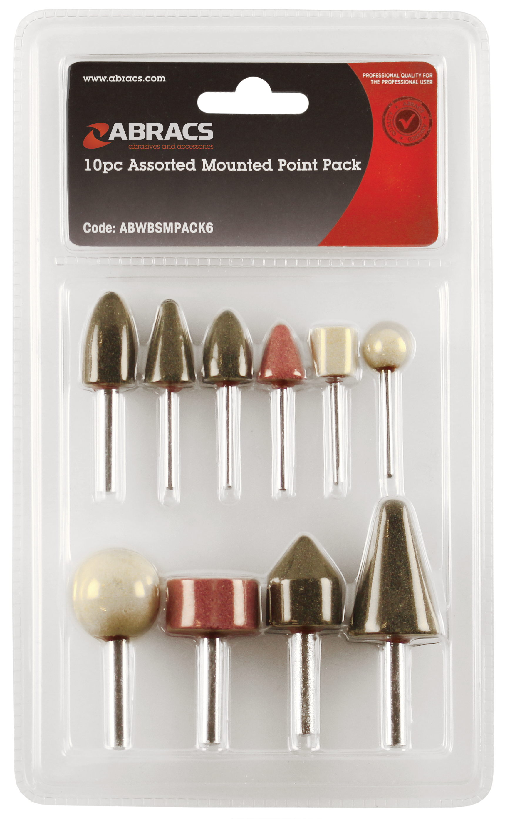 Abracs 10pc Assorted Mounted Point Pack ABWBSMPACK6